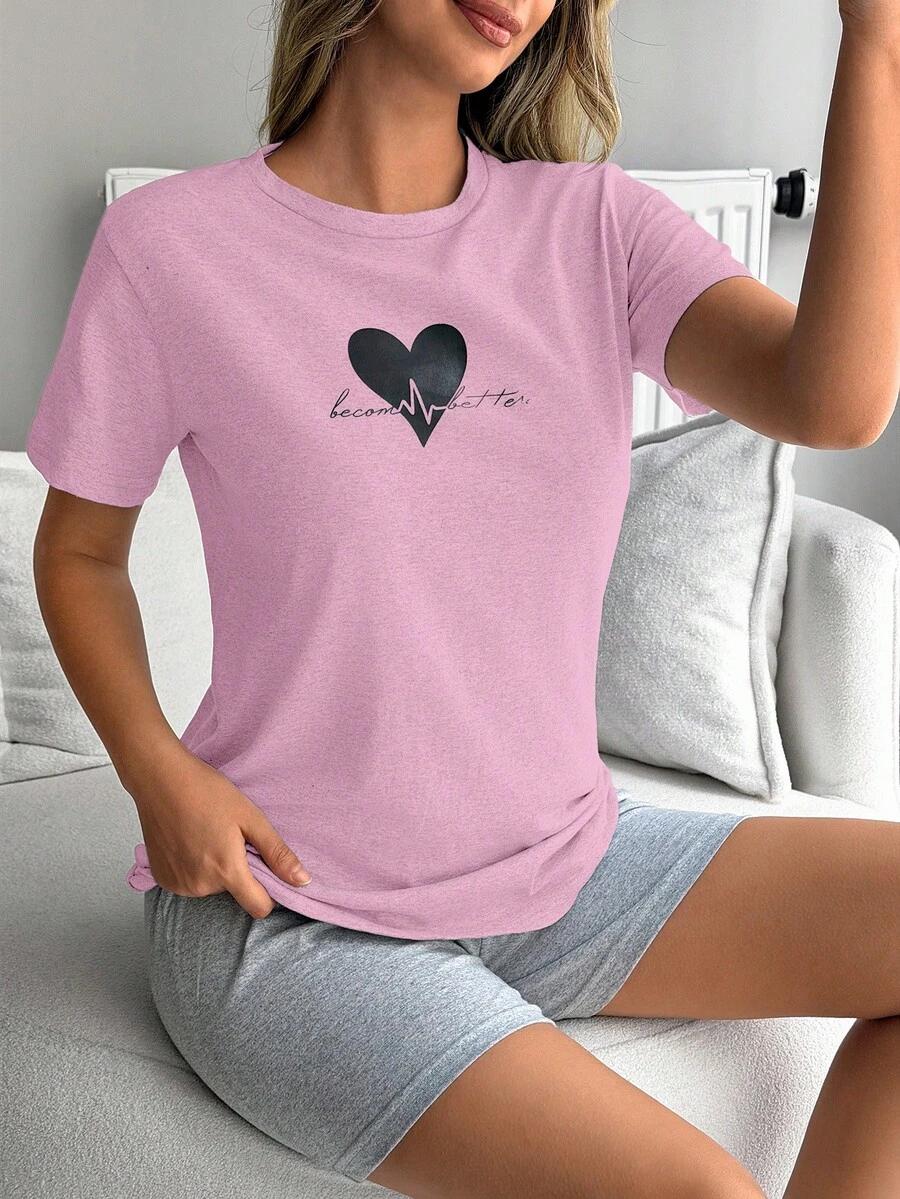 piżama komplet t-shirt spodenki nadruk