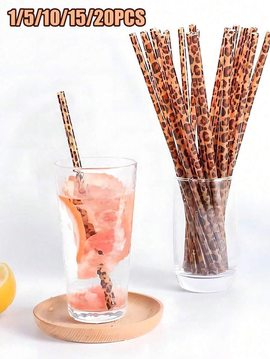 słomki animal print 10-pack