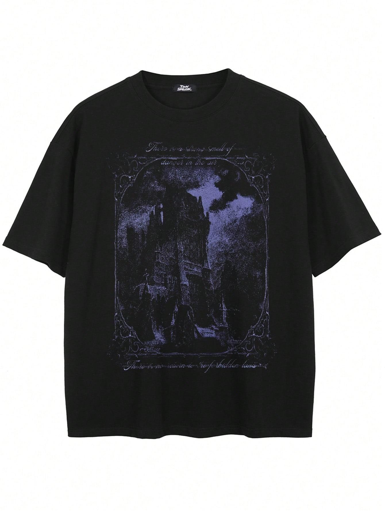 czarny t-shirt print
