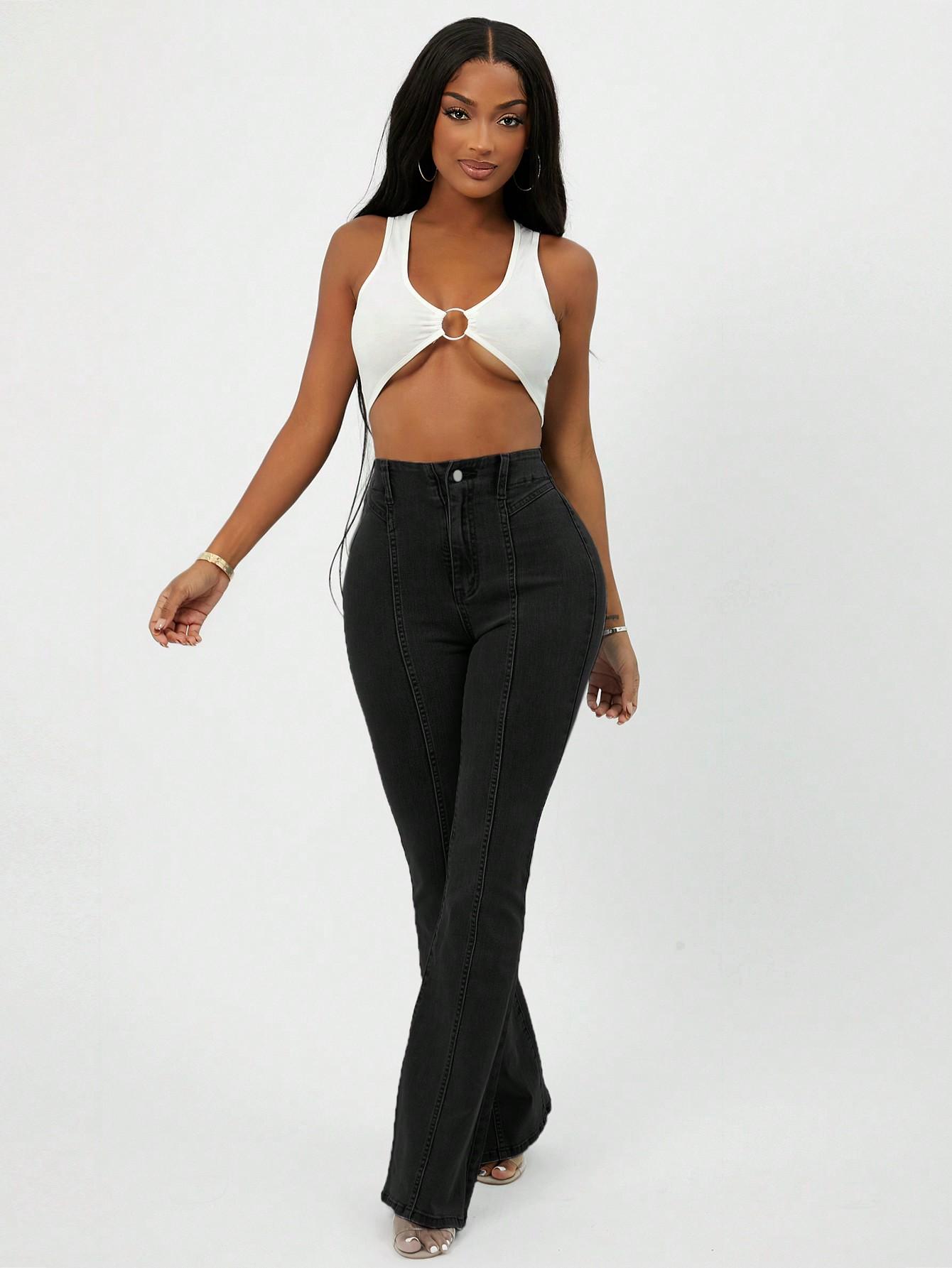 CZARNE SPODNIE JEANS WYSOKI STAN