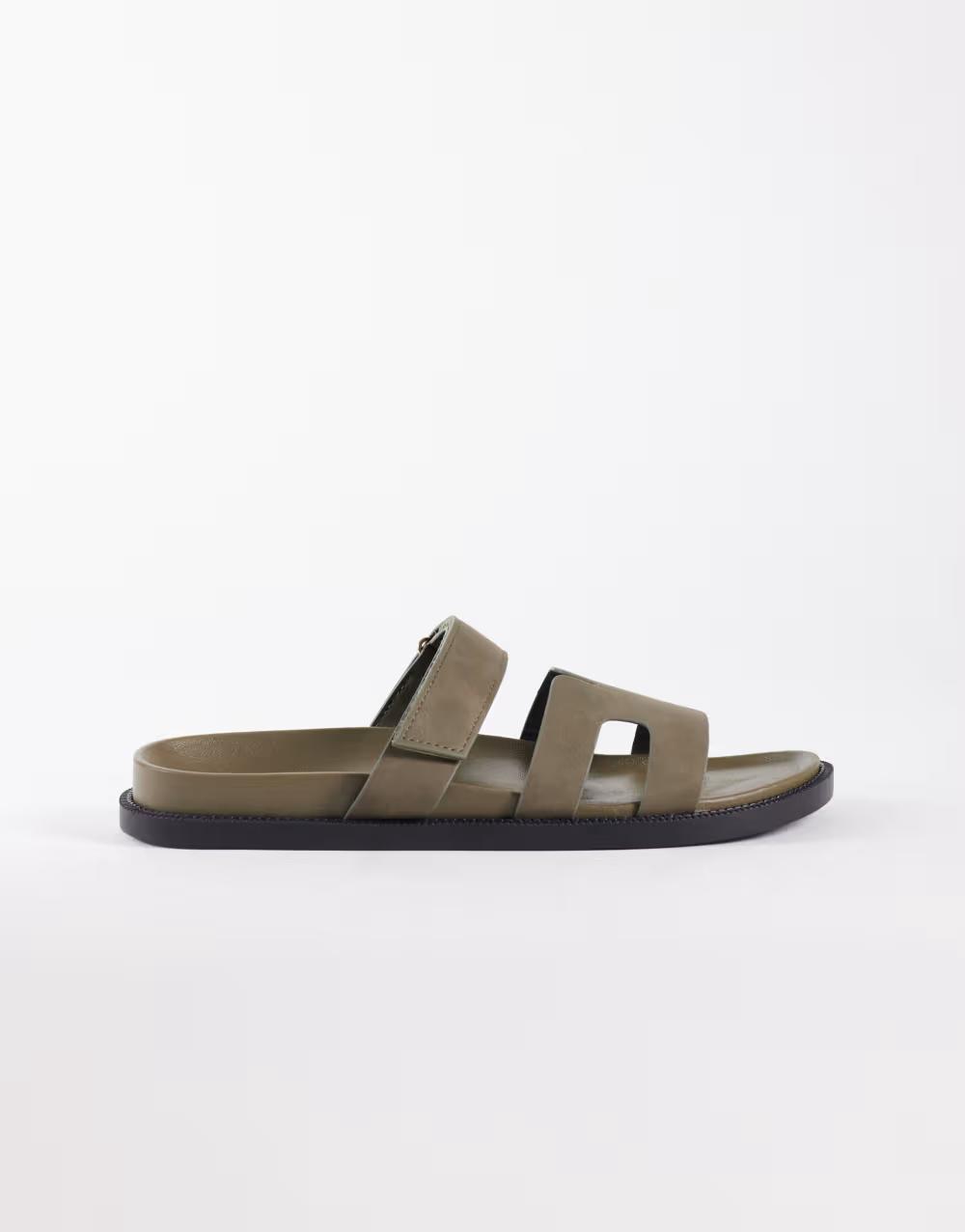 brązowe klapki imitacja zamszu wide fit