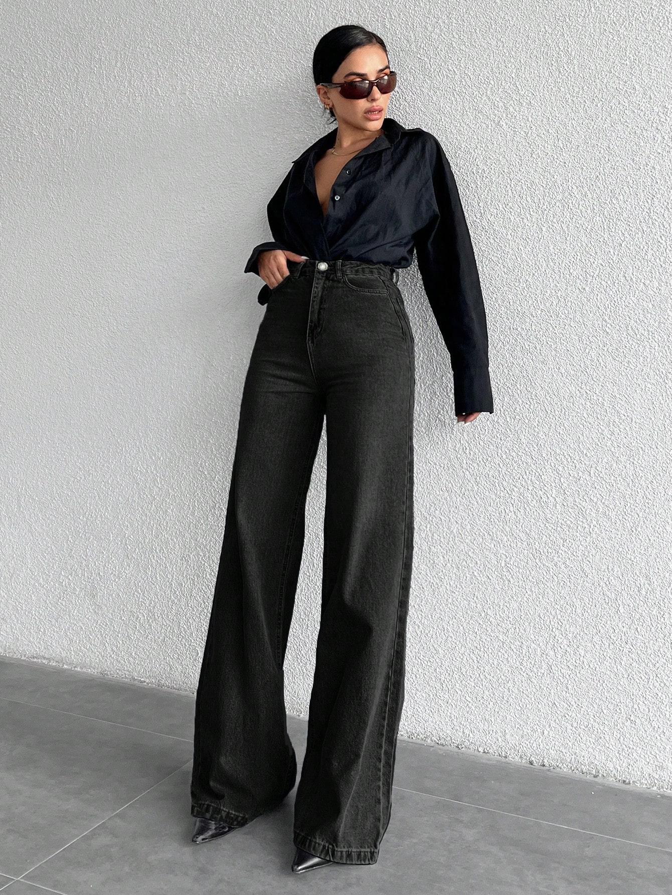CZARNE SPODNIE JEANS