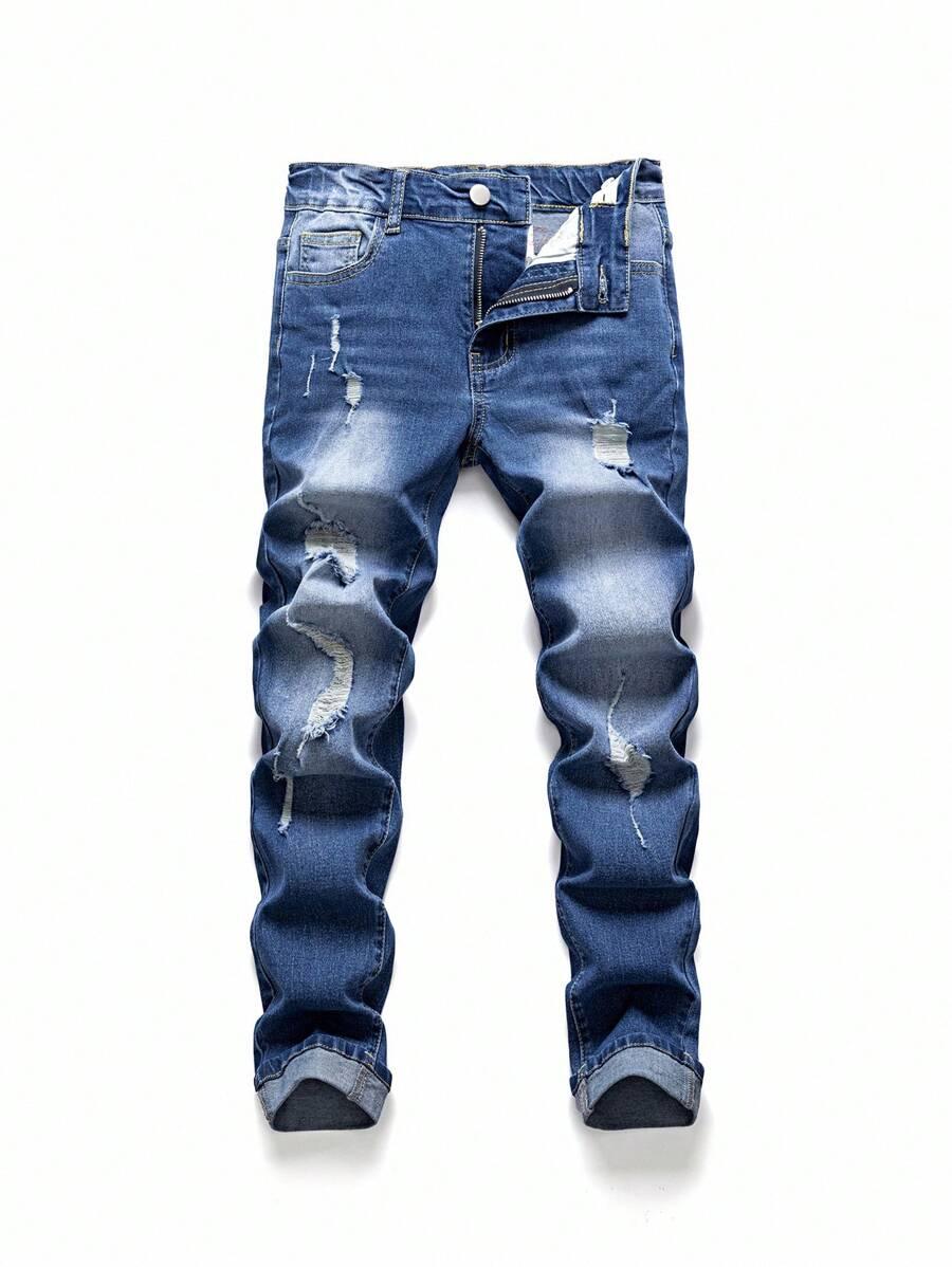 niebieskie spodnie jeans