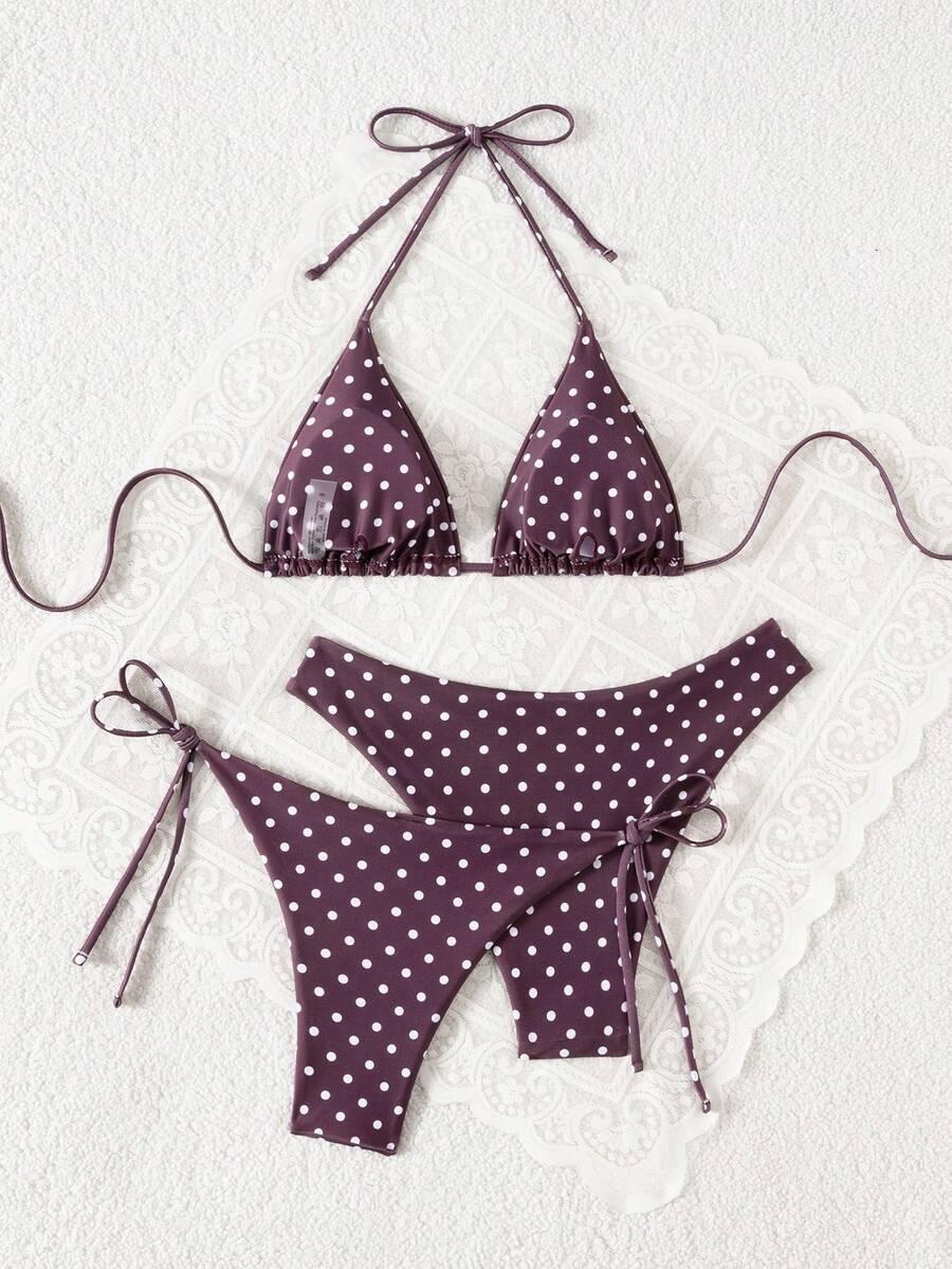 kostium kąpielowy bikini komplet groszki