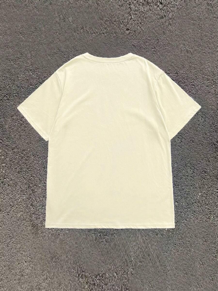 beżowy t-shirt nadruk