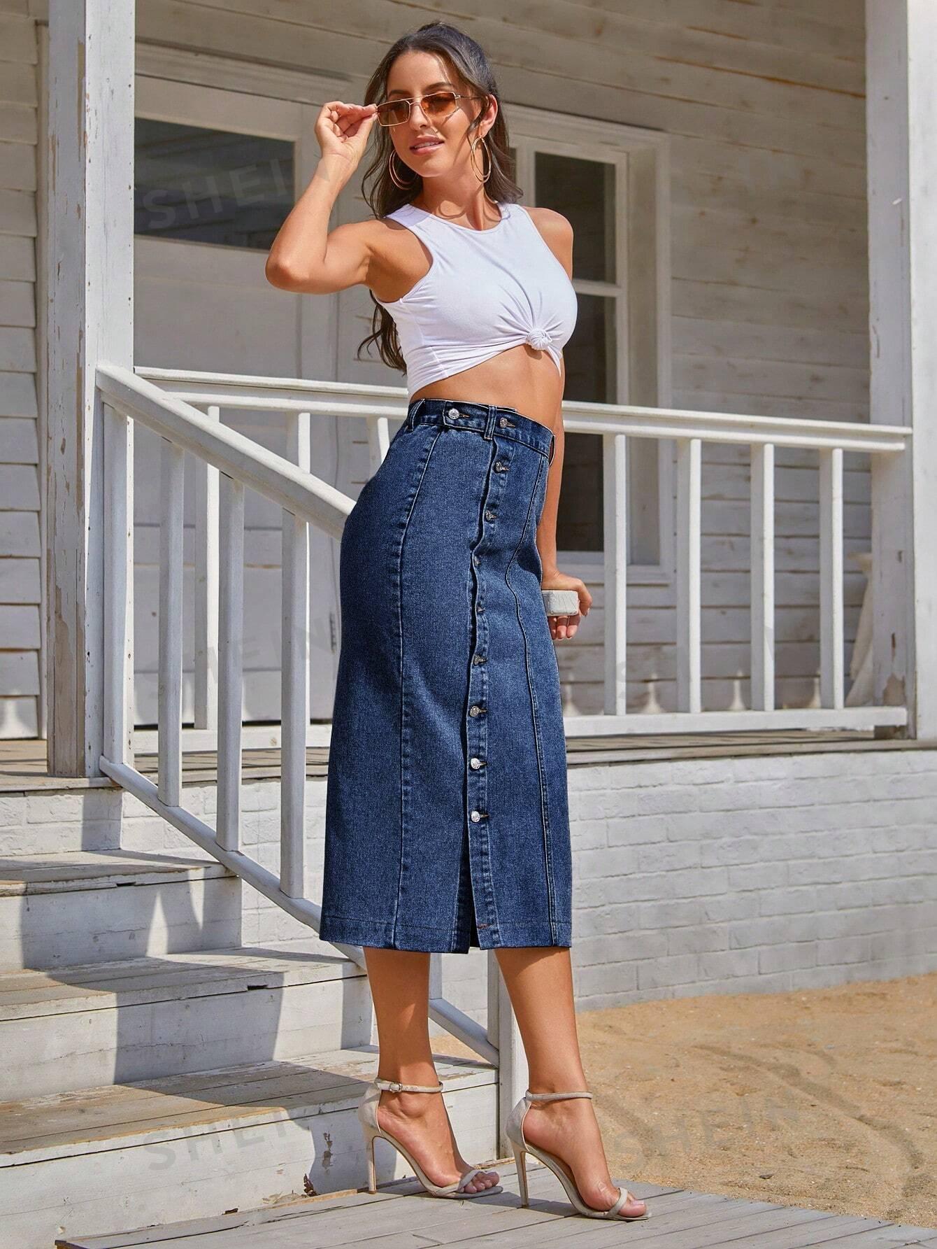 midi spódnica jeans 