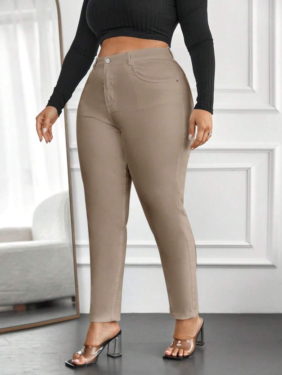 BEŻOWE SPODNIE JEANS