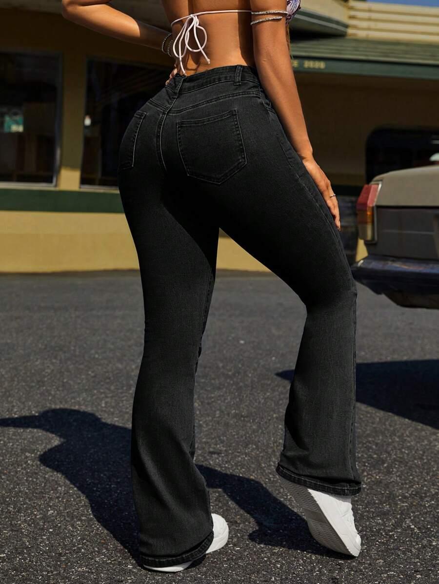 CZARNE SPODNIE JEANS DZWONY