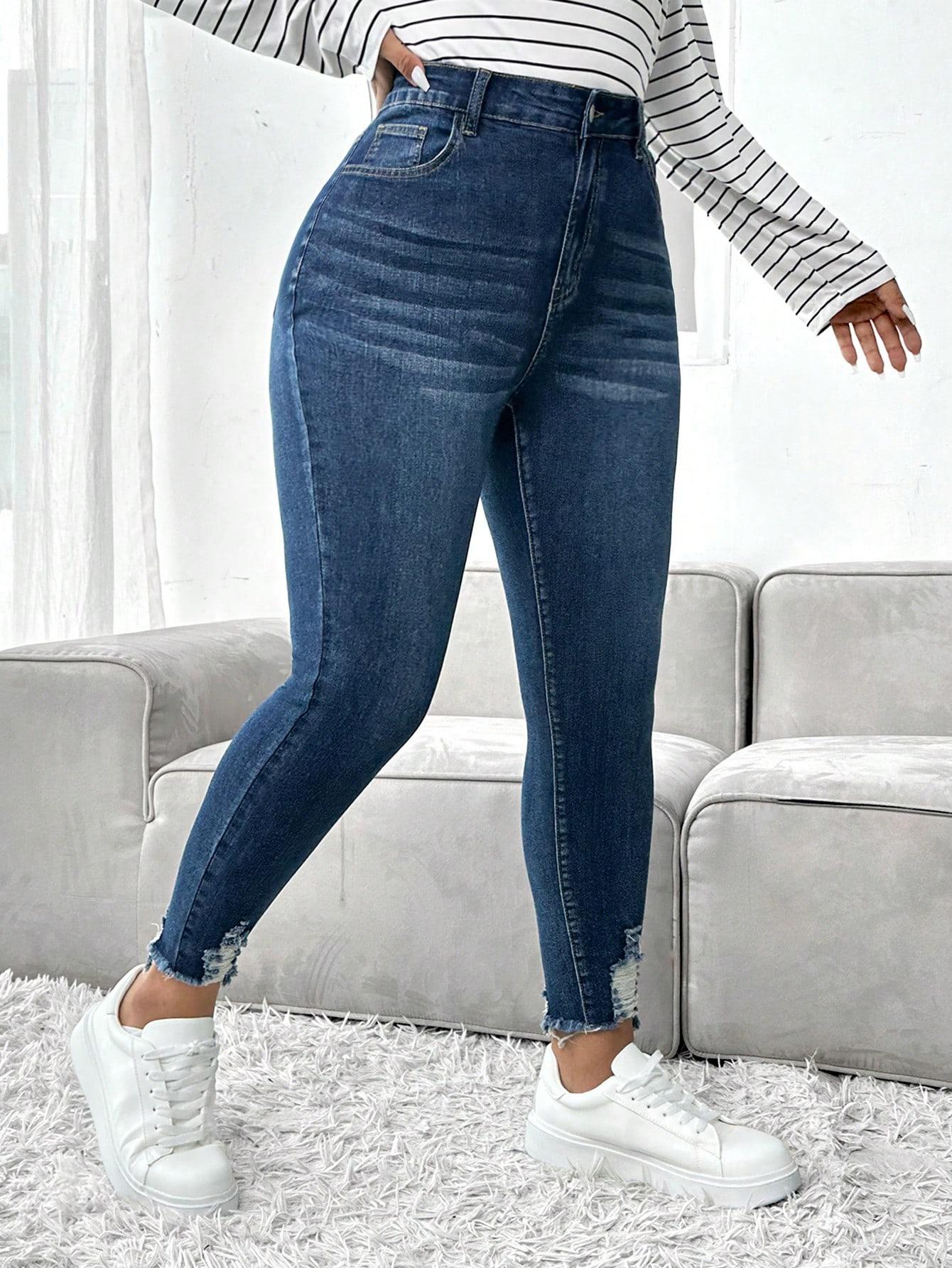 GRANATOWE SPODNIE JEANS