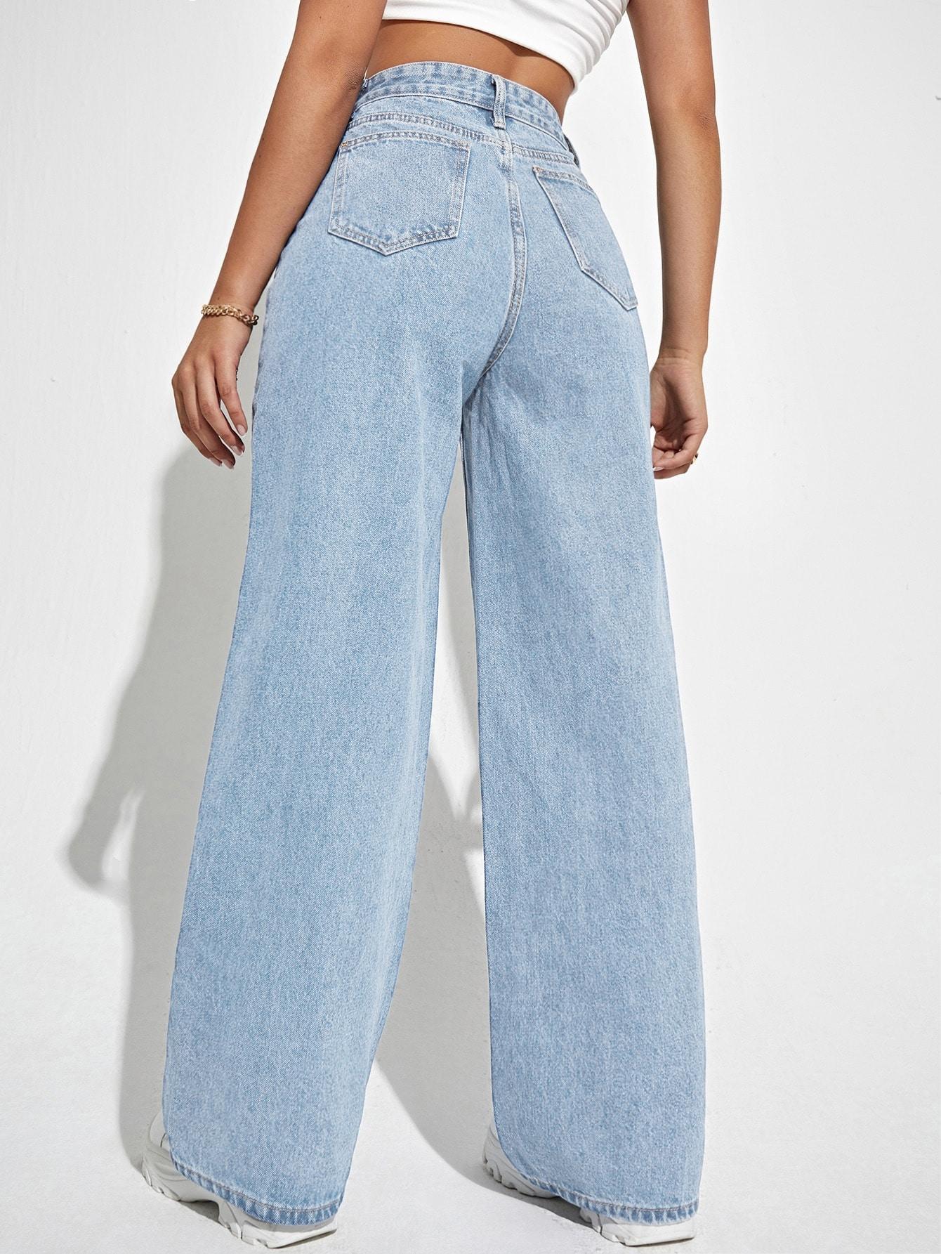 NIEBIESKIE SPODNIE JEANS wysoki stan