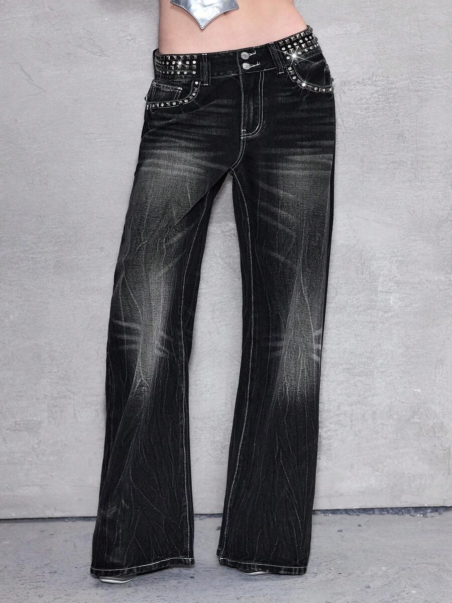 CZARNE SPODNIE JEANS