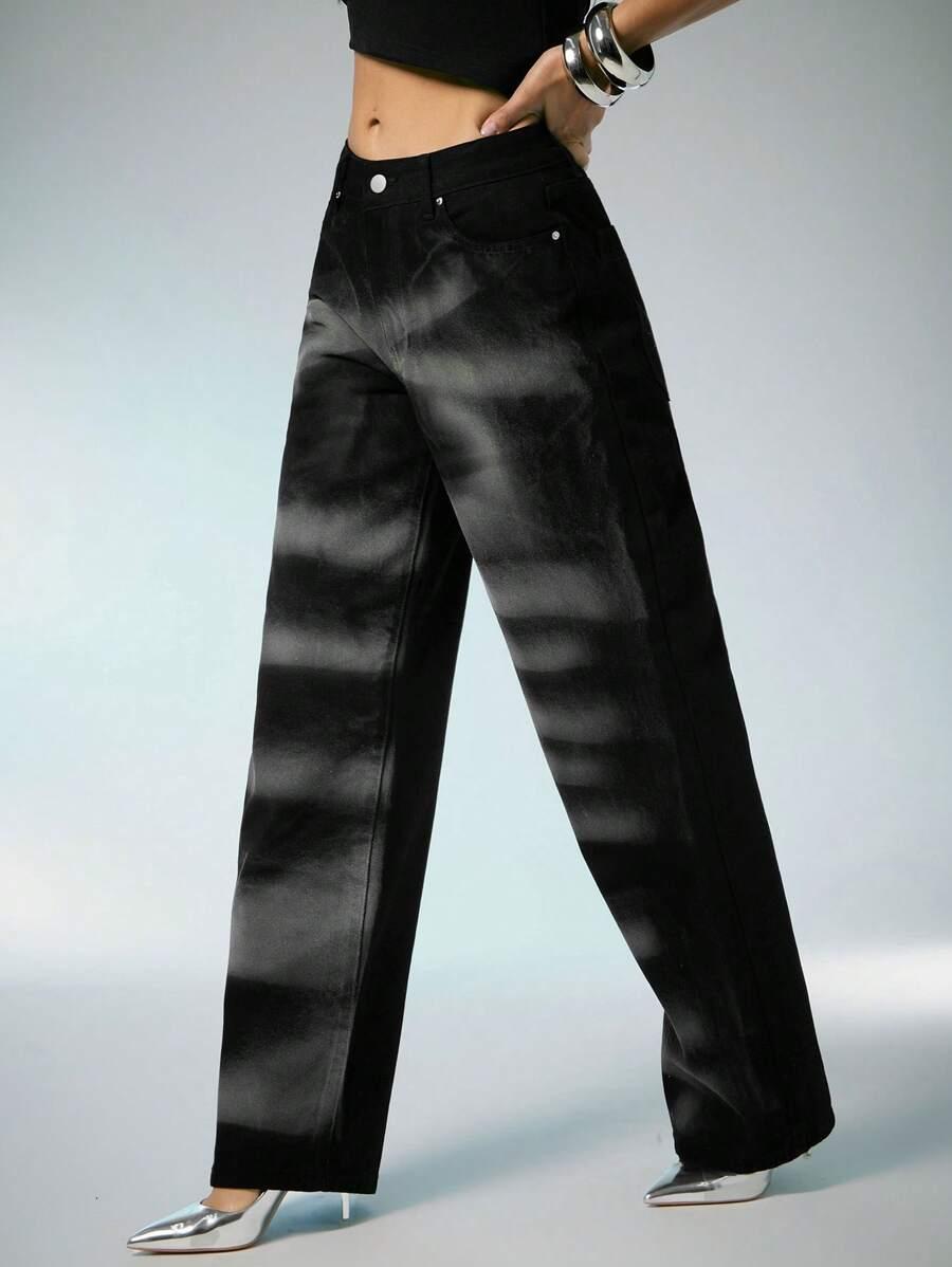 CZARNE SPODNIE JEANS