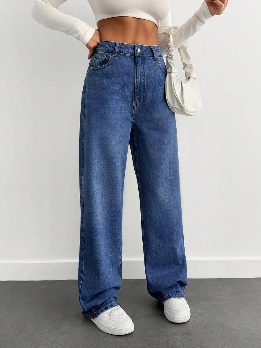 SPODNIE WYSOKI STAN JEANS OZDOBNE