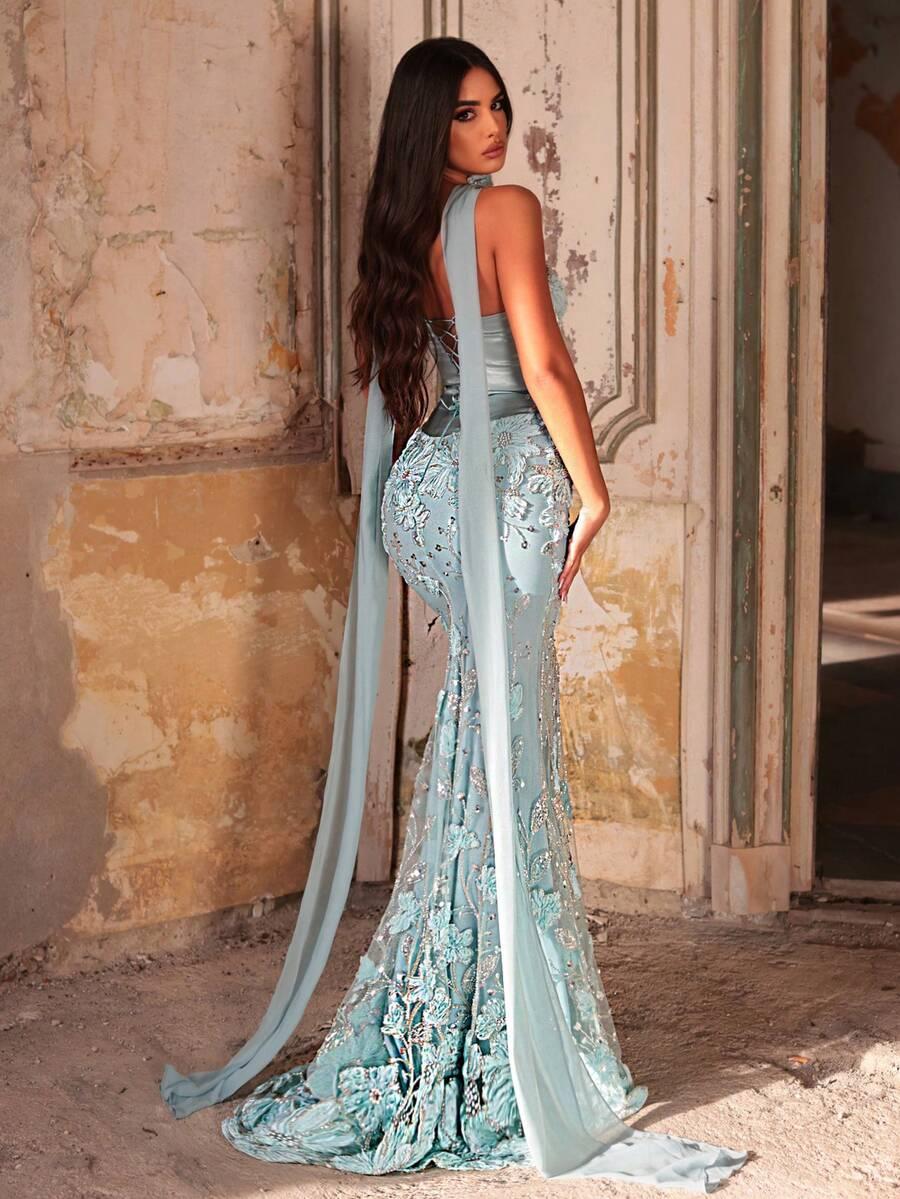 NIEBIESKA MAXI SUKIENKA 