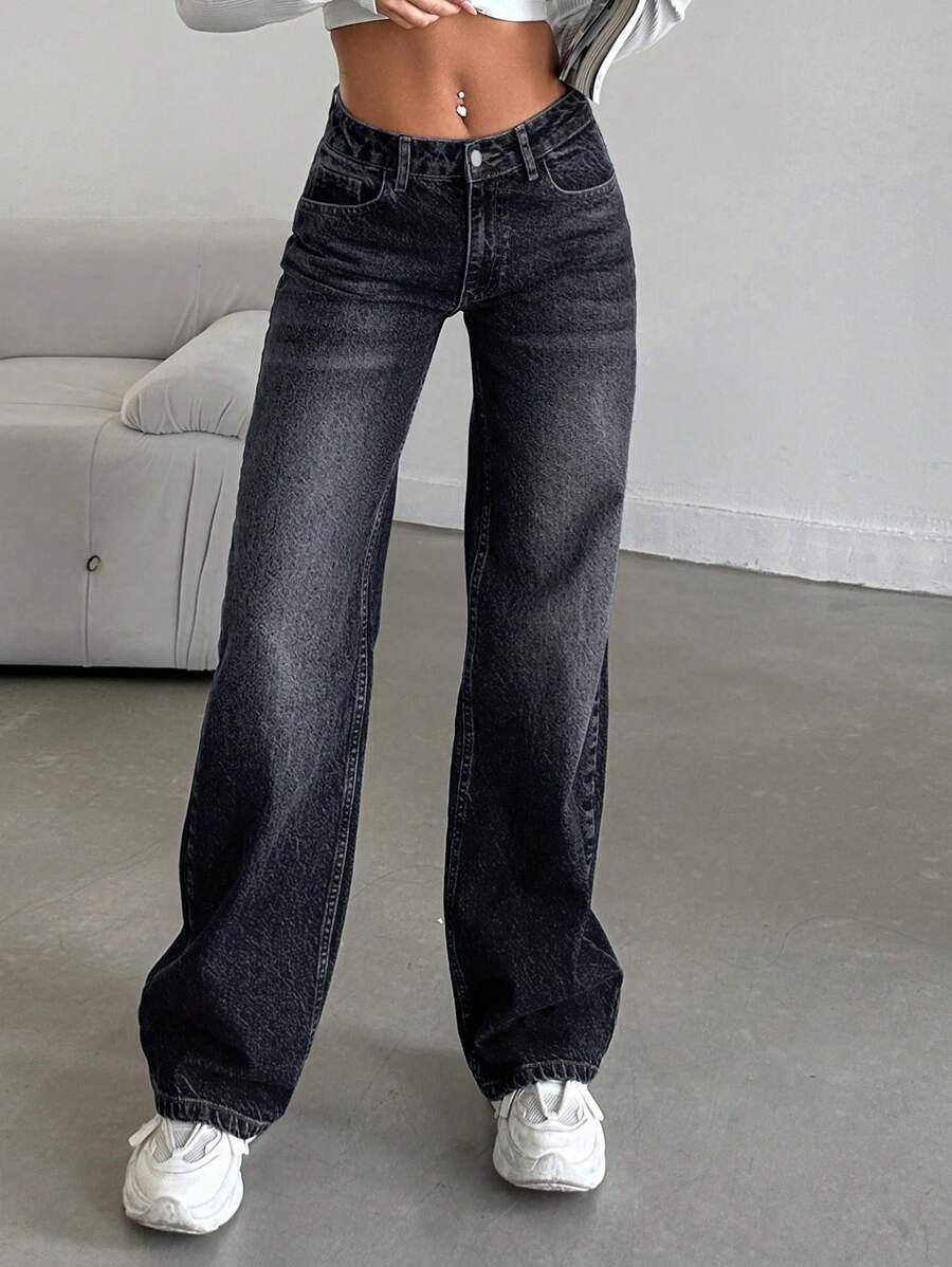 CZARNE SPODNIE JEANS 