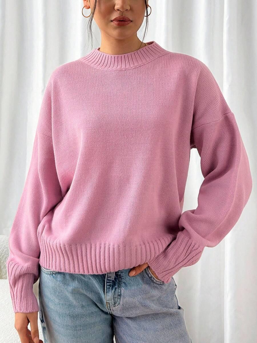RÓŻOWY SWETER DŁUGI RĘKAW