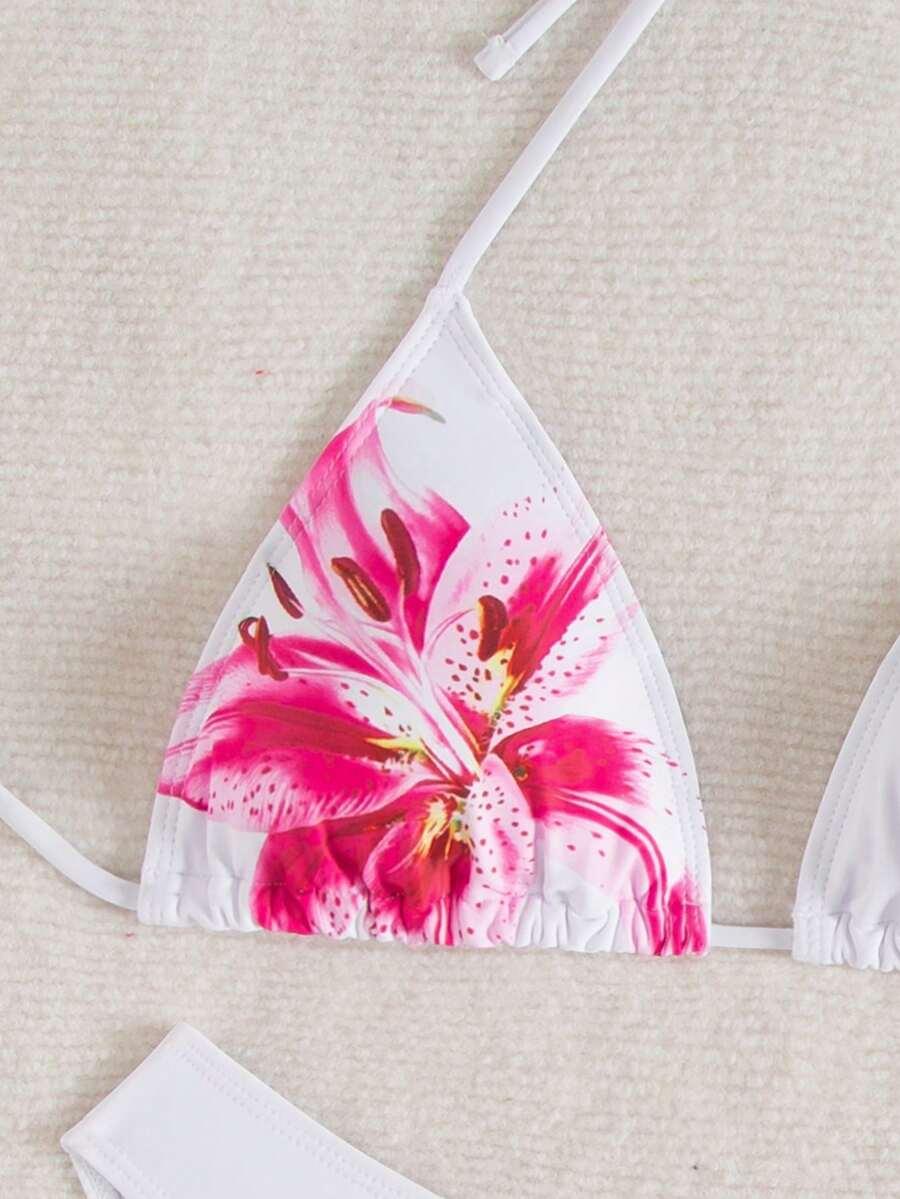 ZESTAW BIKINI Z KWIATOWYM NADRUKIEM