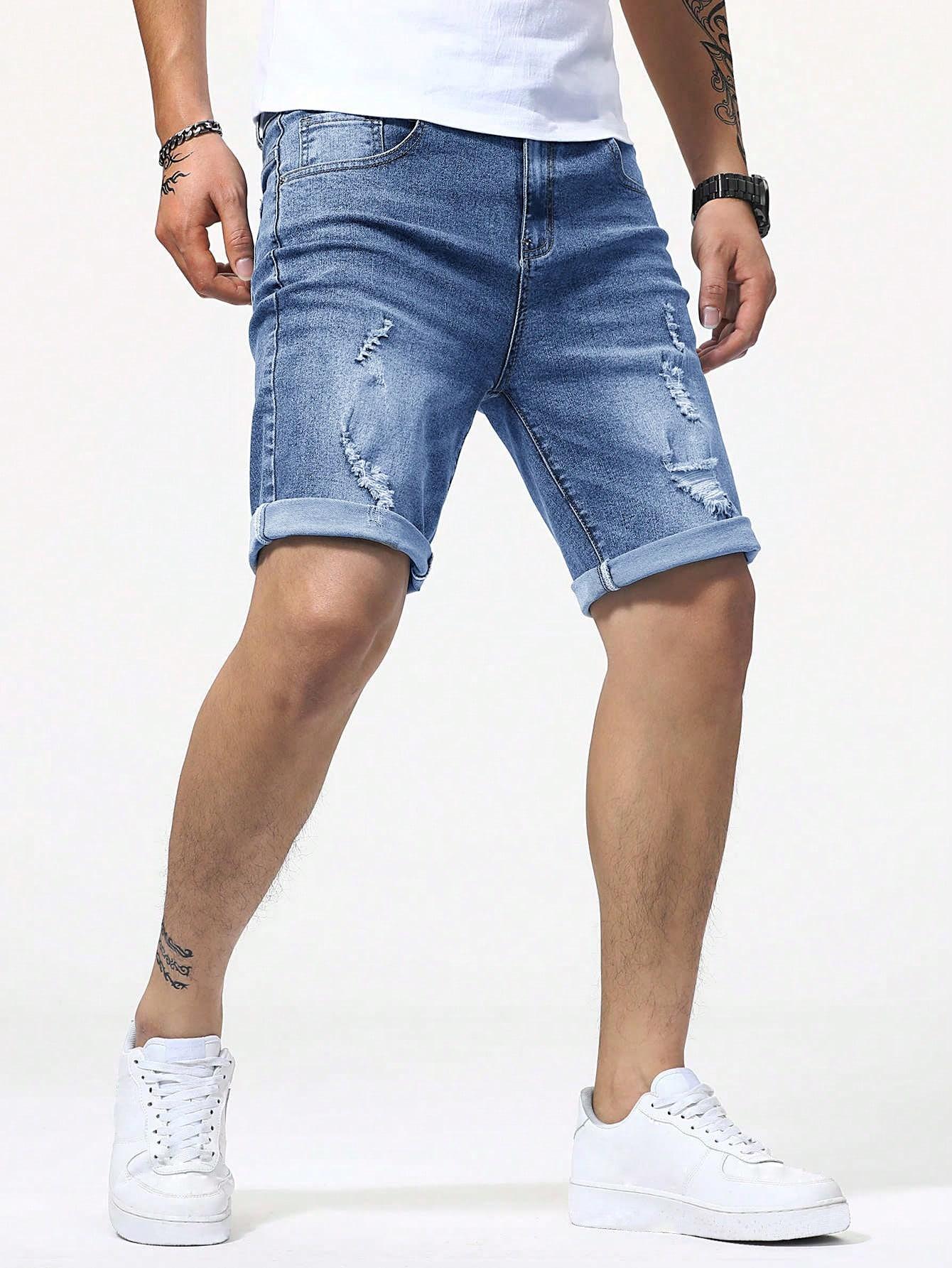 niebieskie jeansowe spodenki 