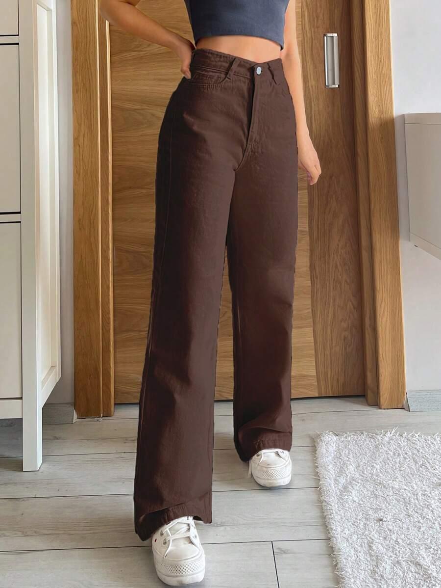 BRĄZOWE SPODNIE JEANS 