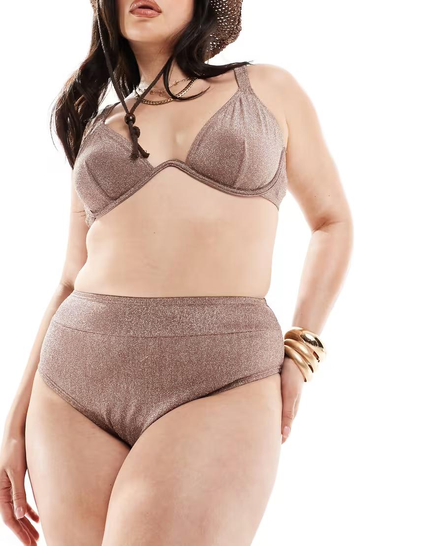 BRĄZOWY DÓŁ OD BIKINI wysoki stan