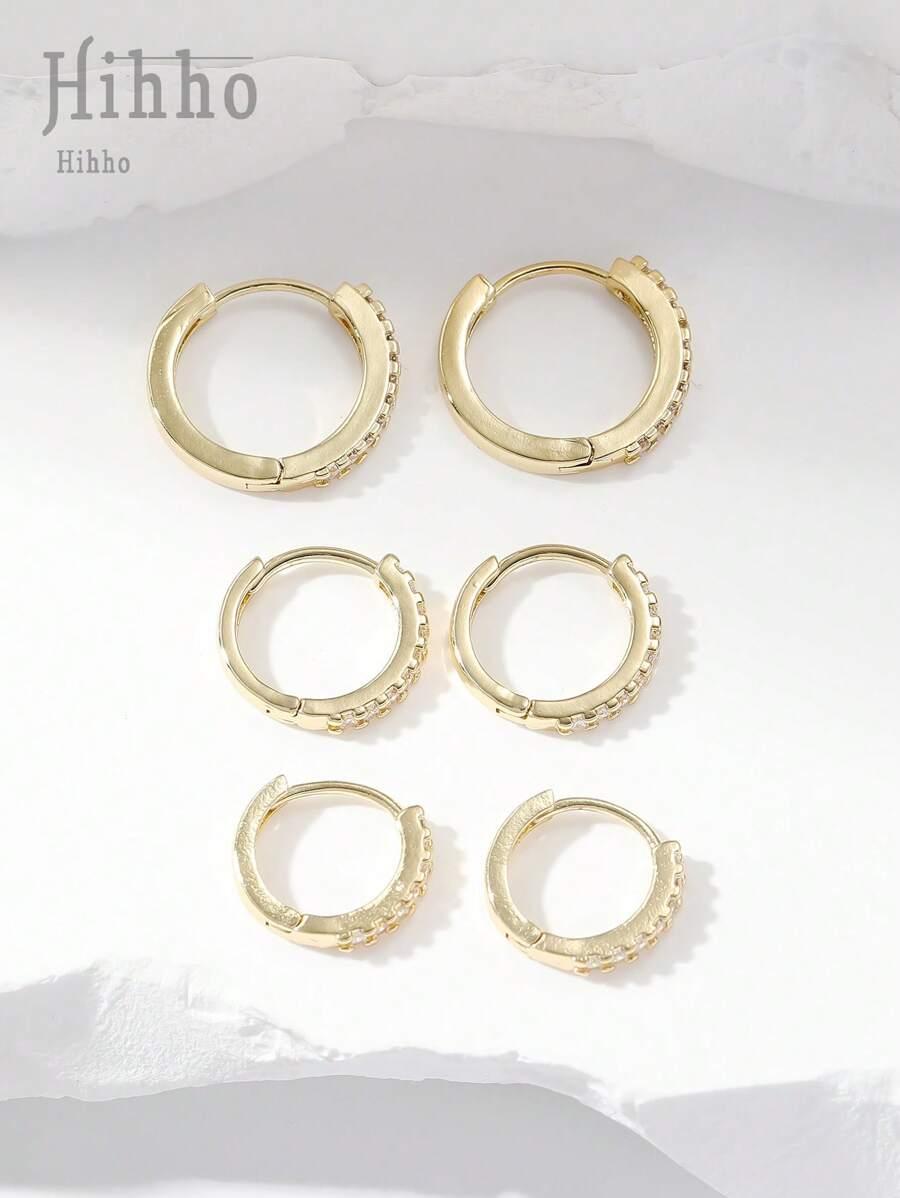 kolczyki zdobienia cyrkonie 3-pack