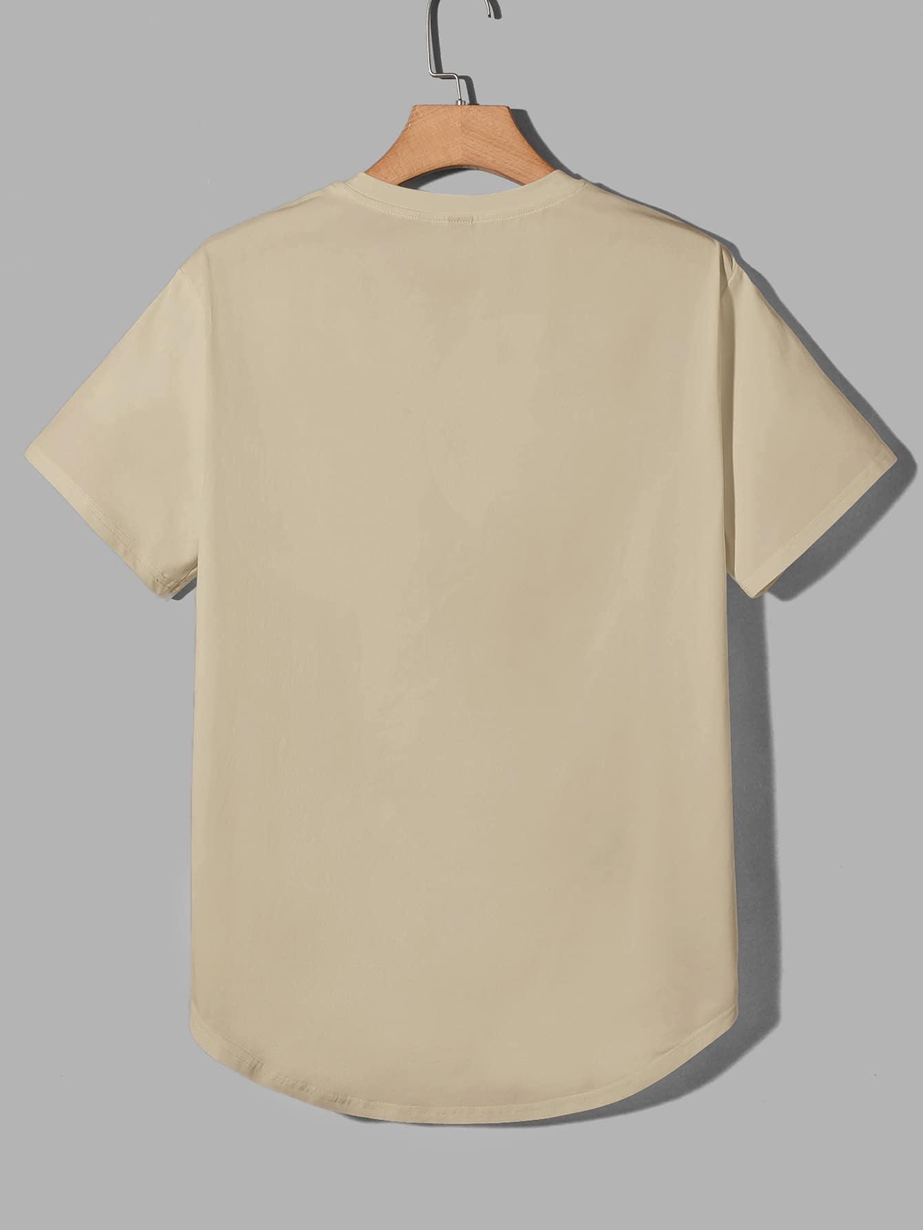 beżowy t-shirt okrągły dekolt
