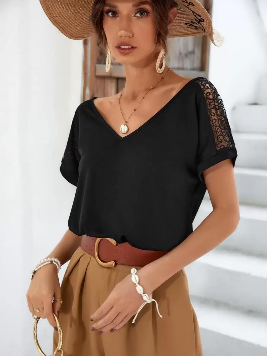 czarna bluzka v neck