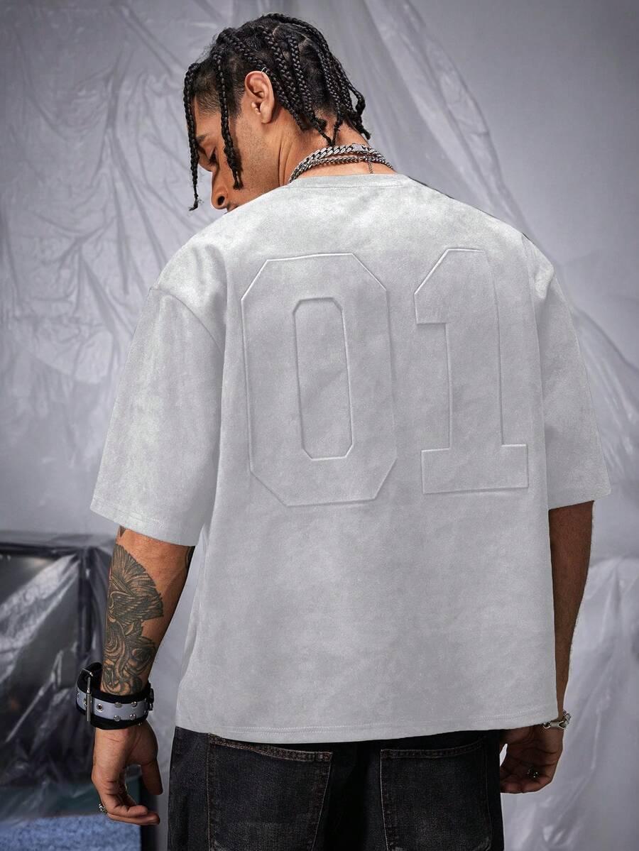 szary t-shirt okrągły dekolt