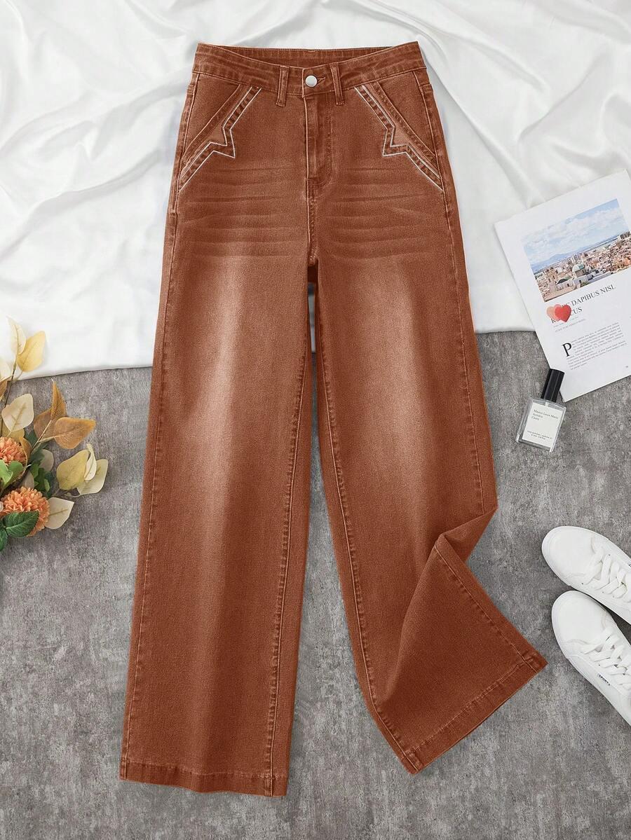 brązowe spodnie jeans