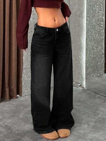 CZARNE SPODNIE JEANS
