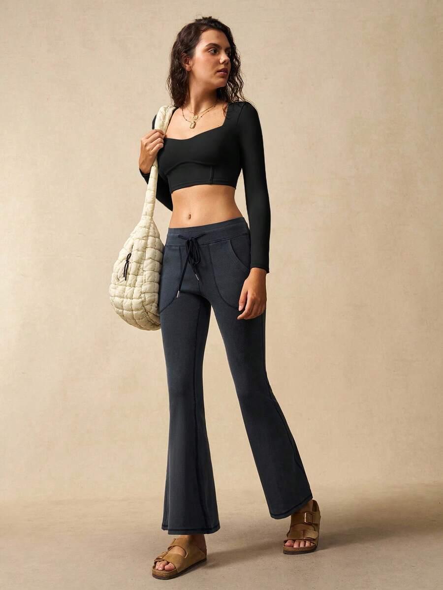 czarny crop top długi rękaw