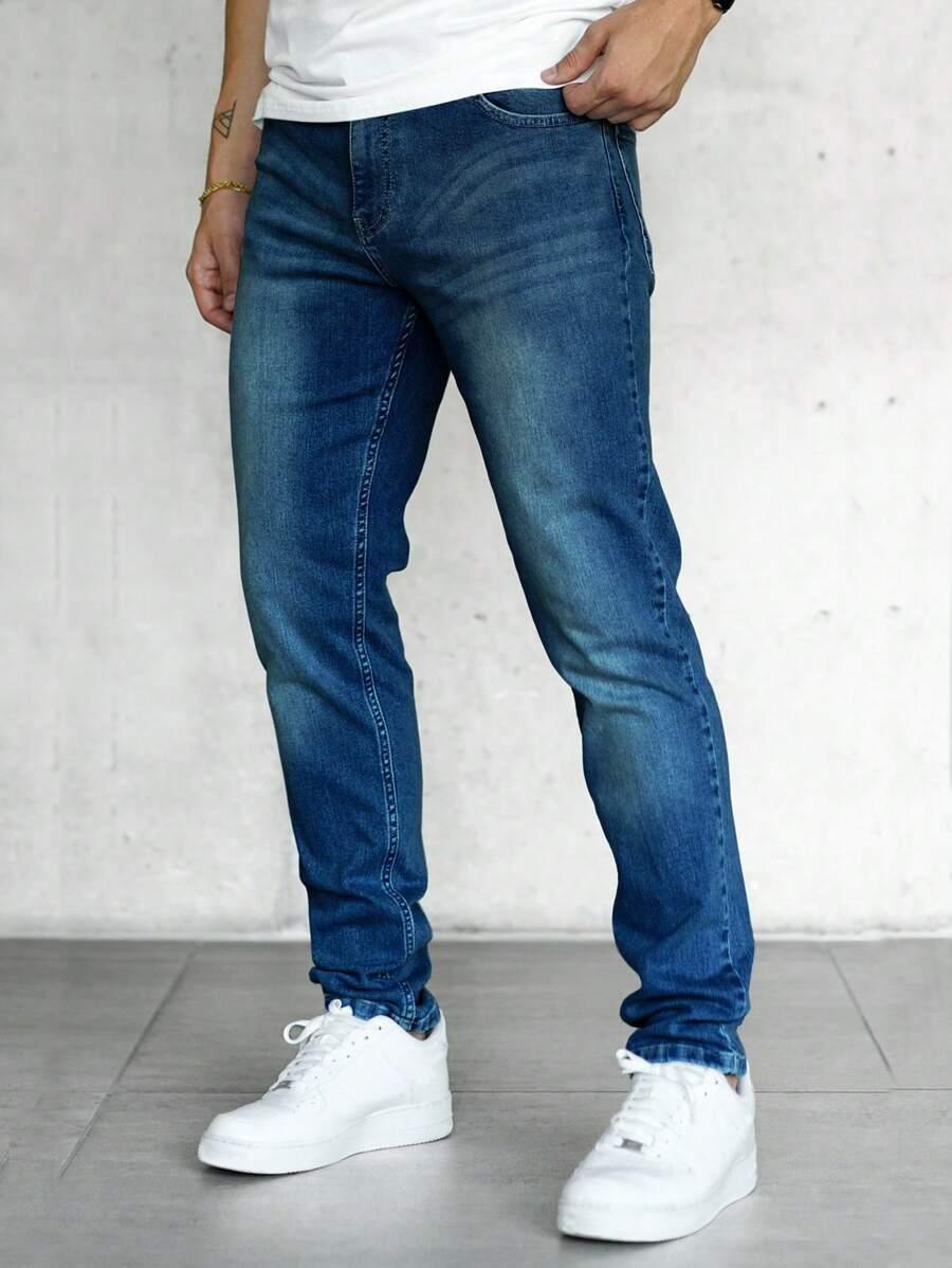 GRANATOWE SPODNIE JEANS