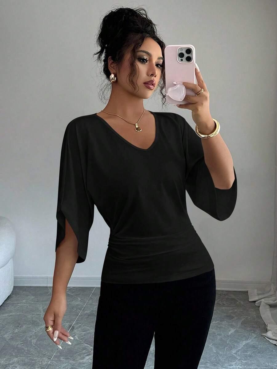 czarna bluzka v-neck 