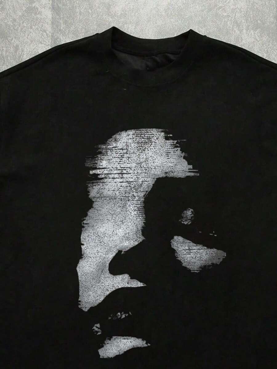czarny t-shirt nadruk