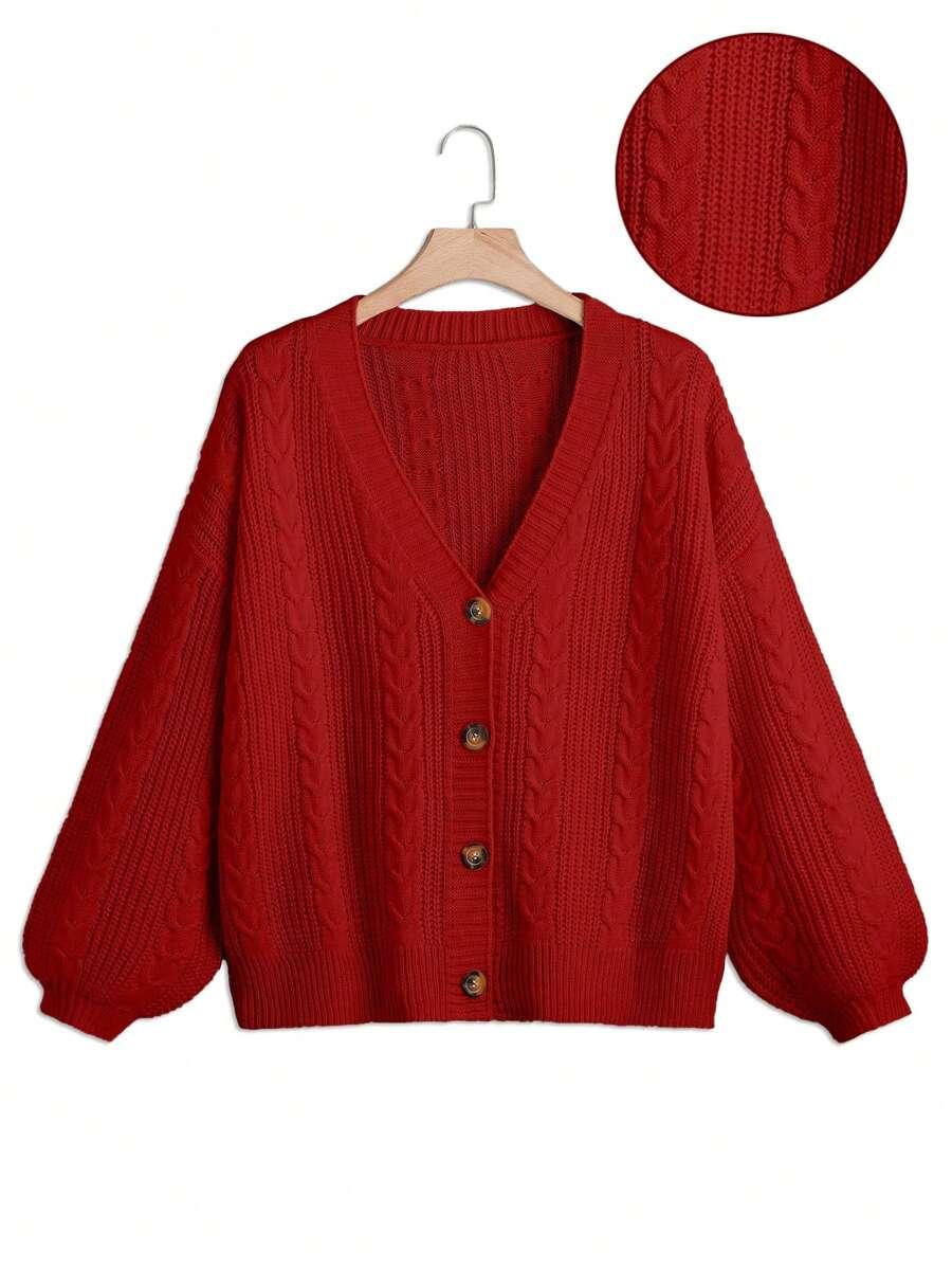 czerwony sweter kardigan guziki