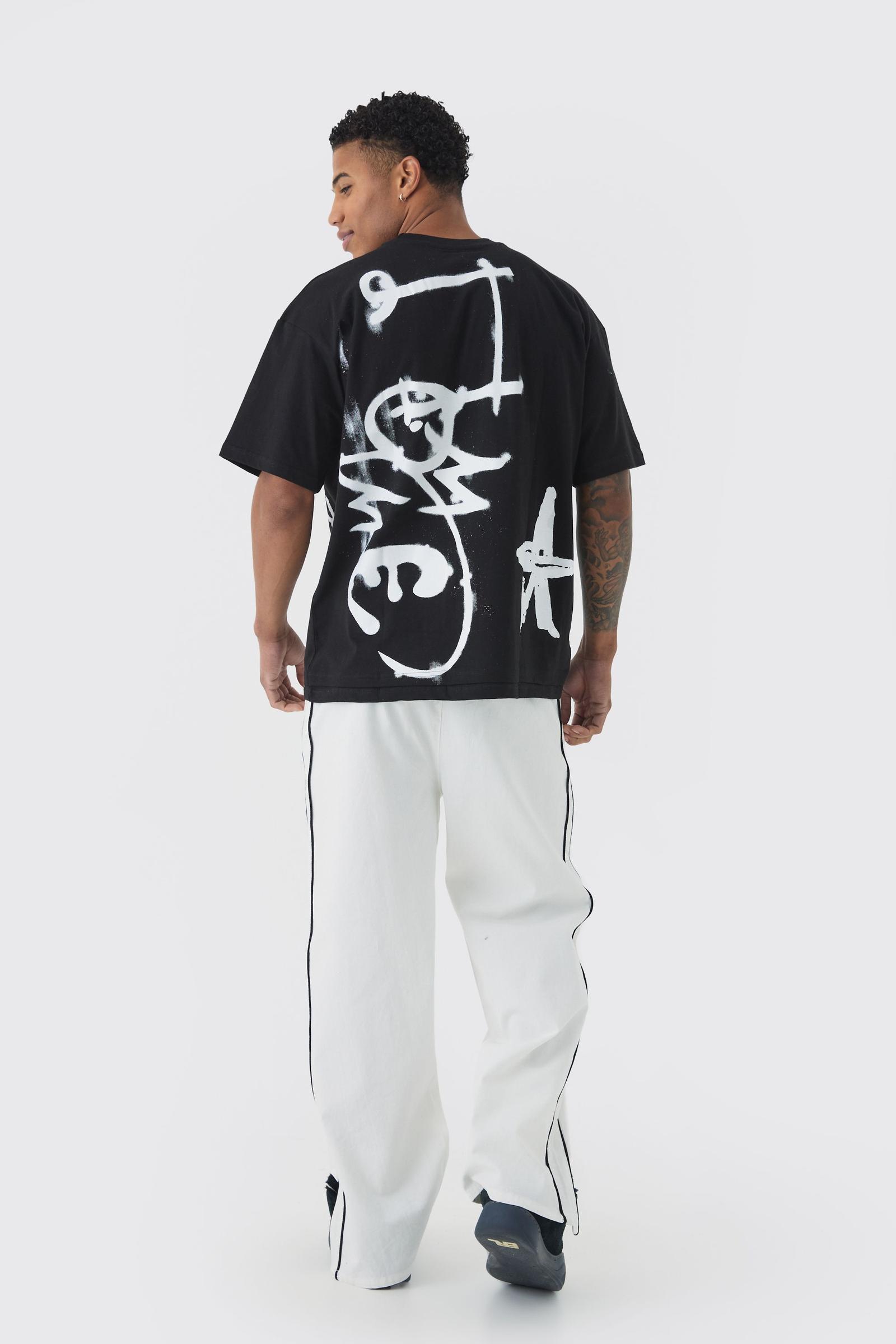 czarny t-shirt nadruk