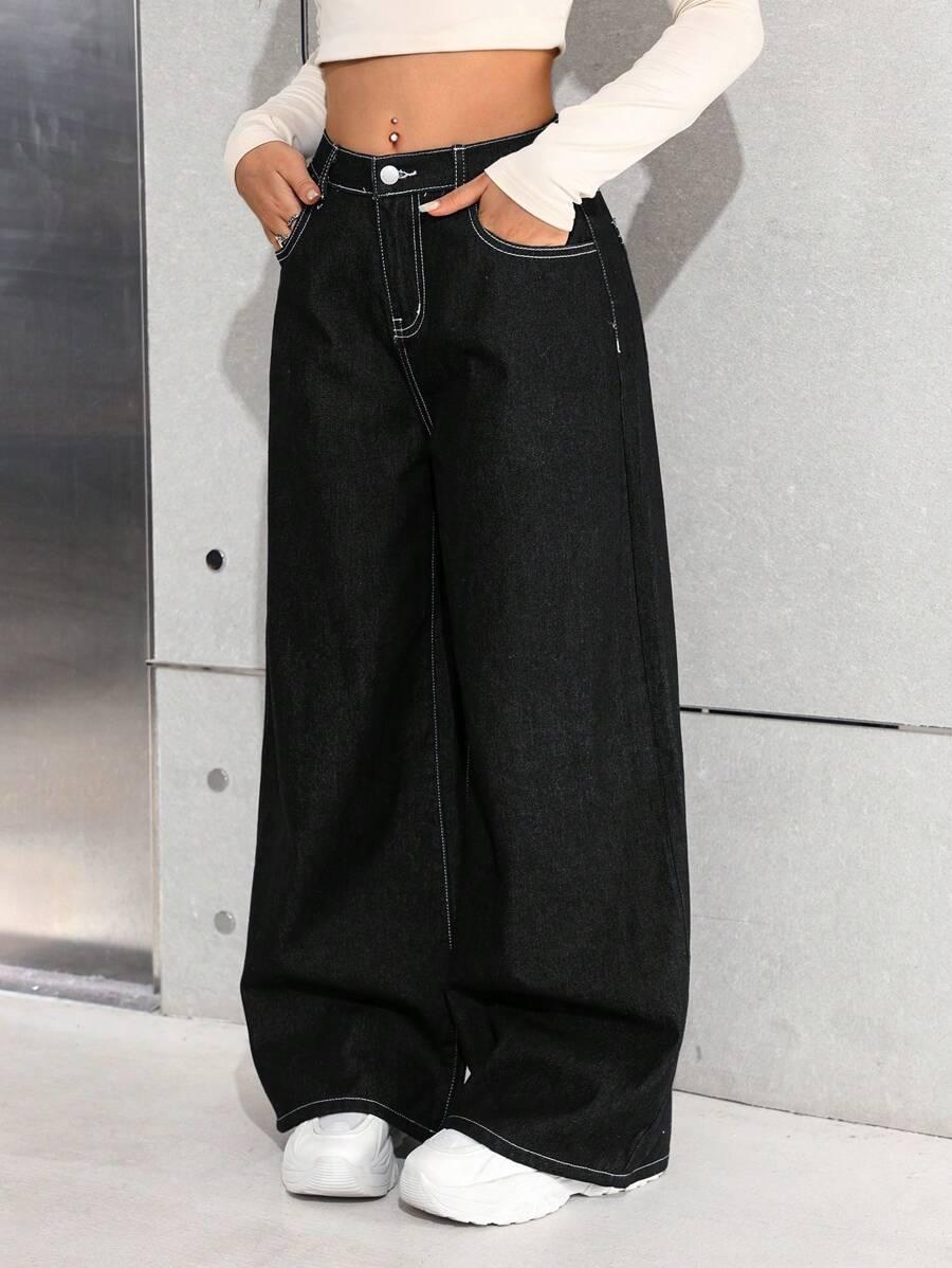 CZARNE SPODNIE JEANS