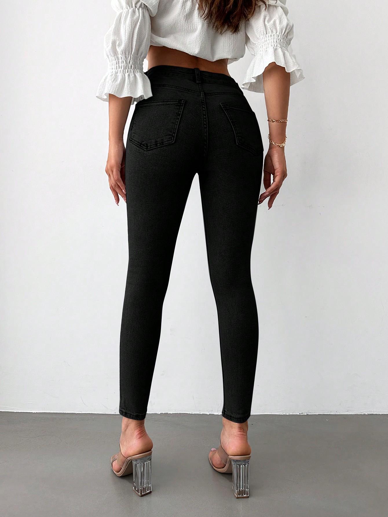 CZARNE SPODNIE JEANS WYSOKI STAN