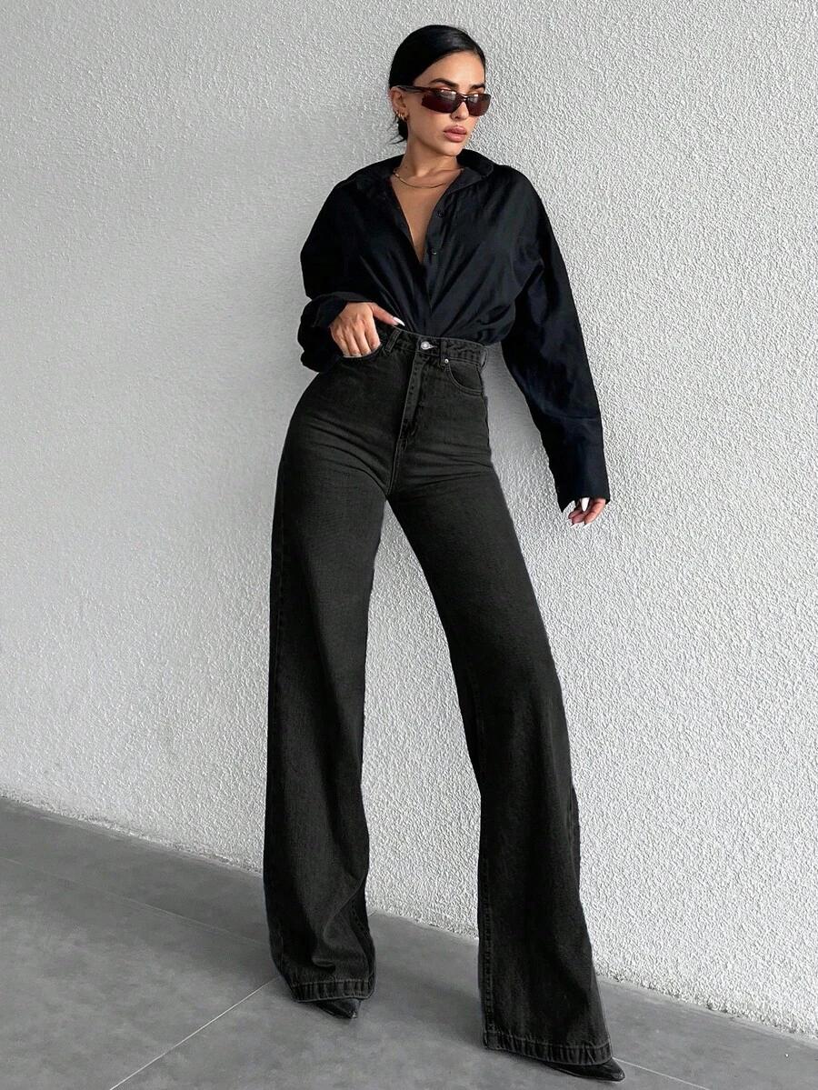 CZARNE SPODNIE JEANS