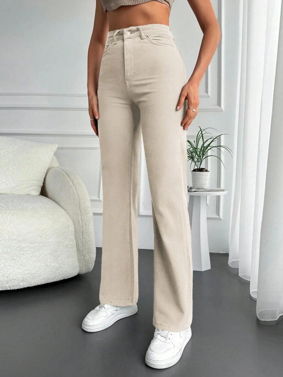 BEŻOWE SPODNIE JEANS 