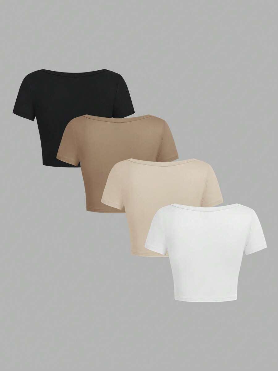 TOP KRÓTKI RĘKAW 4-PACK
