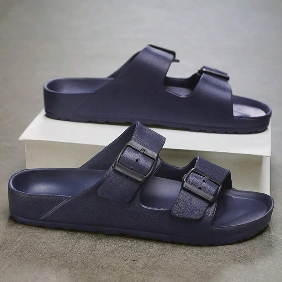 granatowe klapki casual