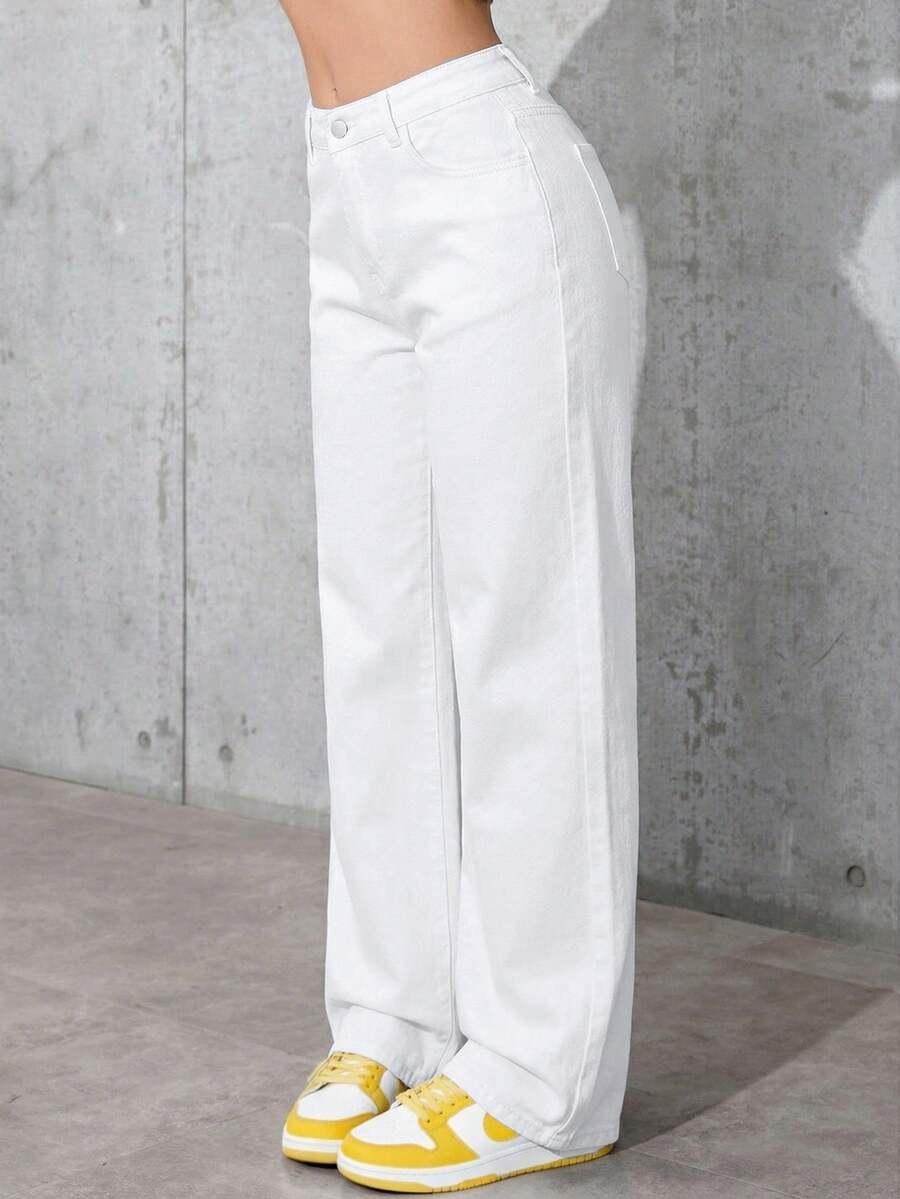 BIAŁE SPODNIE JEANS 