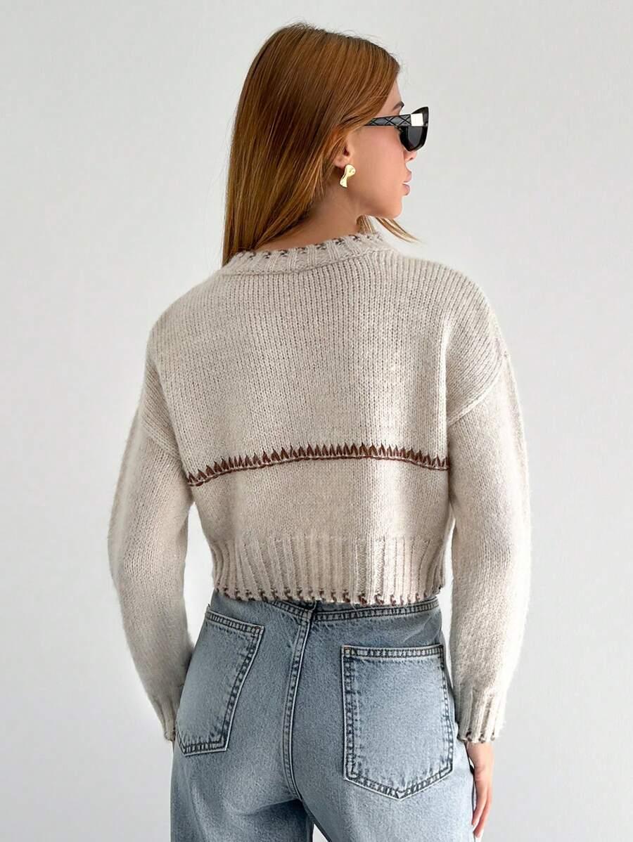 BEŻOWY SWETER STÓJKA 