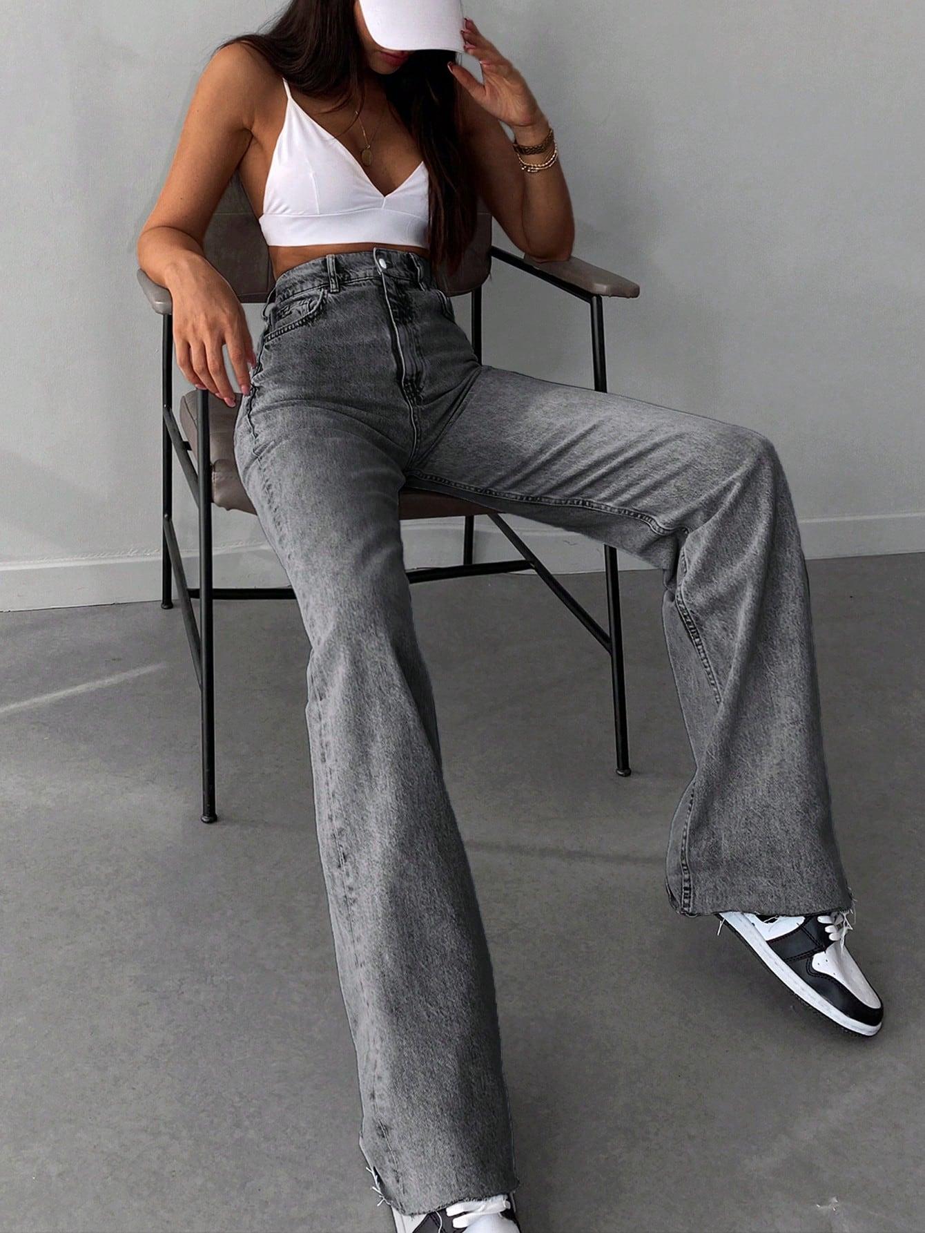 SZARE SPODNIE JEANS