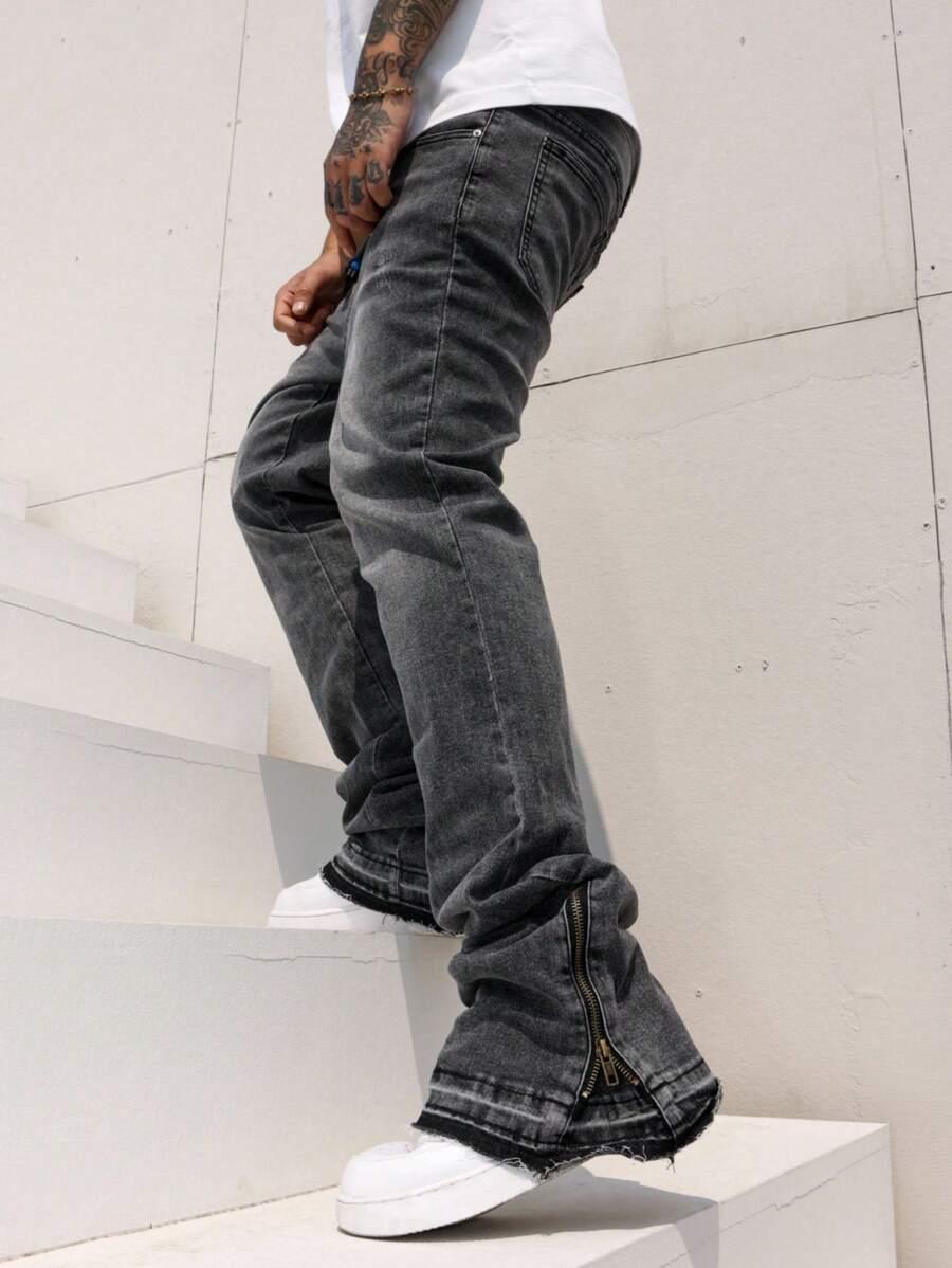 SZARE SPODNIE JEANS KIESZENIE