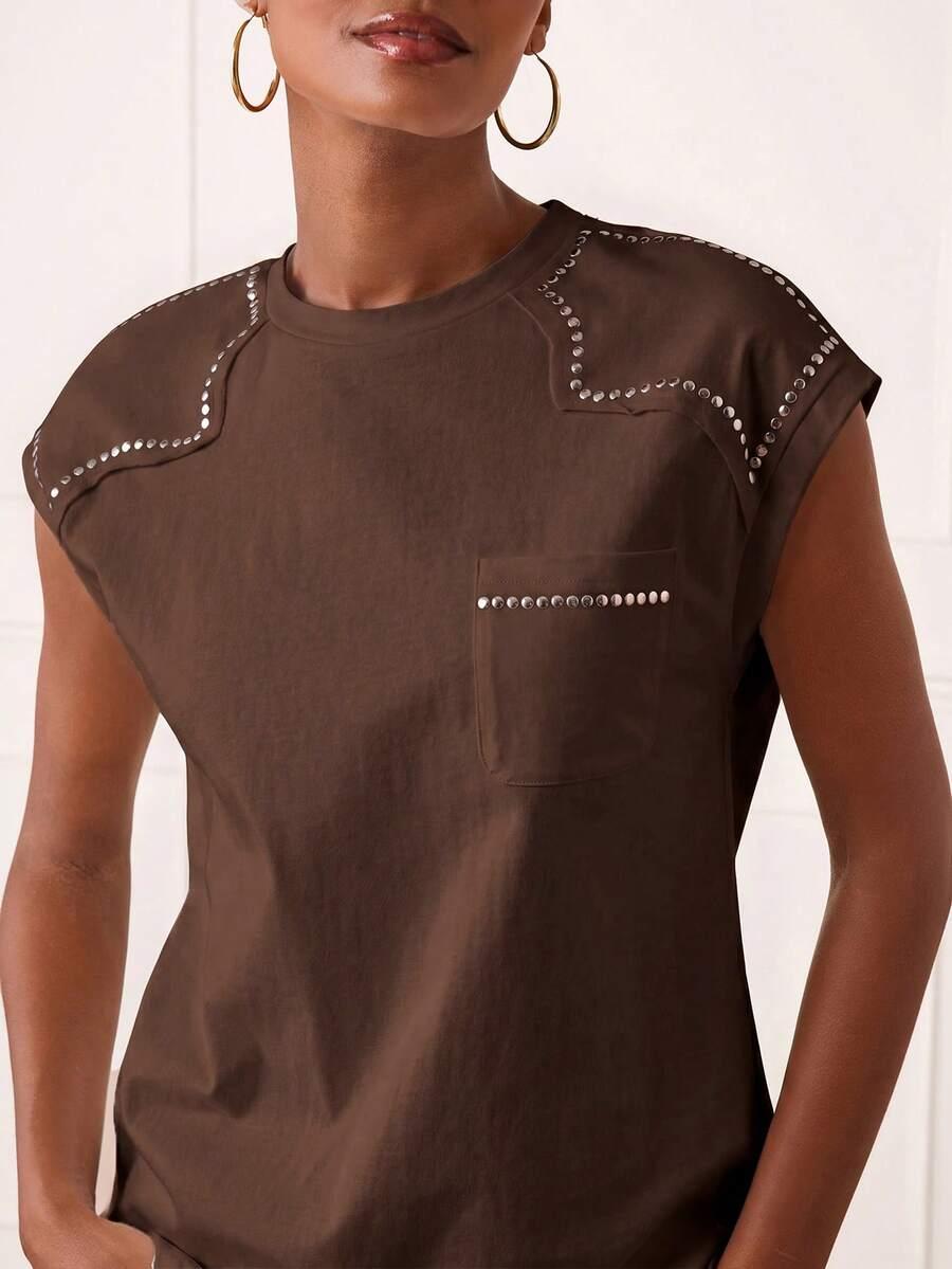 brązowy t-shirt krótki rękaw