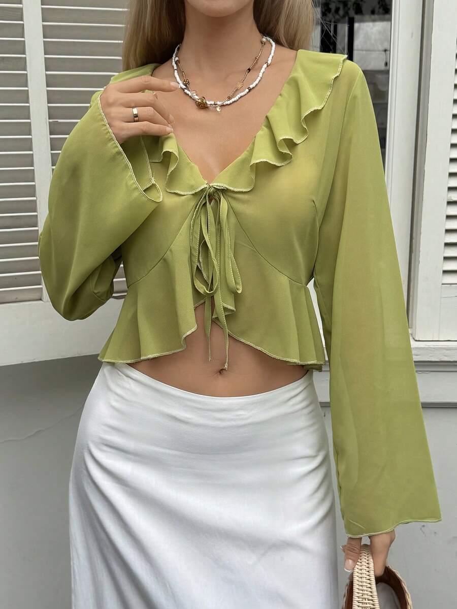 zielona bluzka falbanka