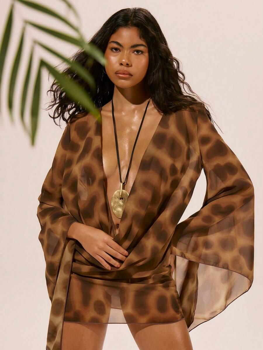 plażowa tunika animal print