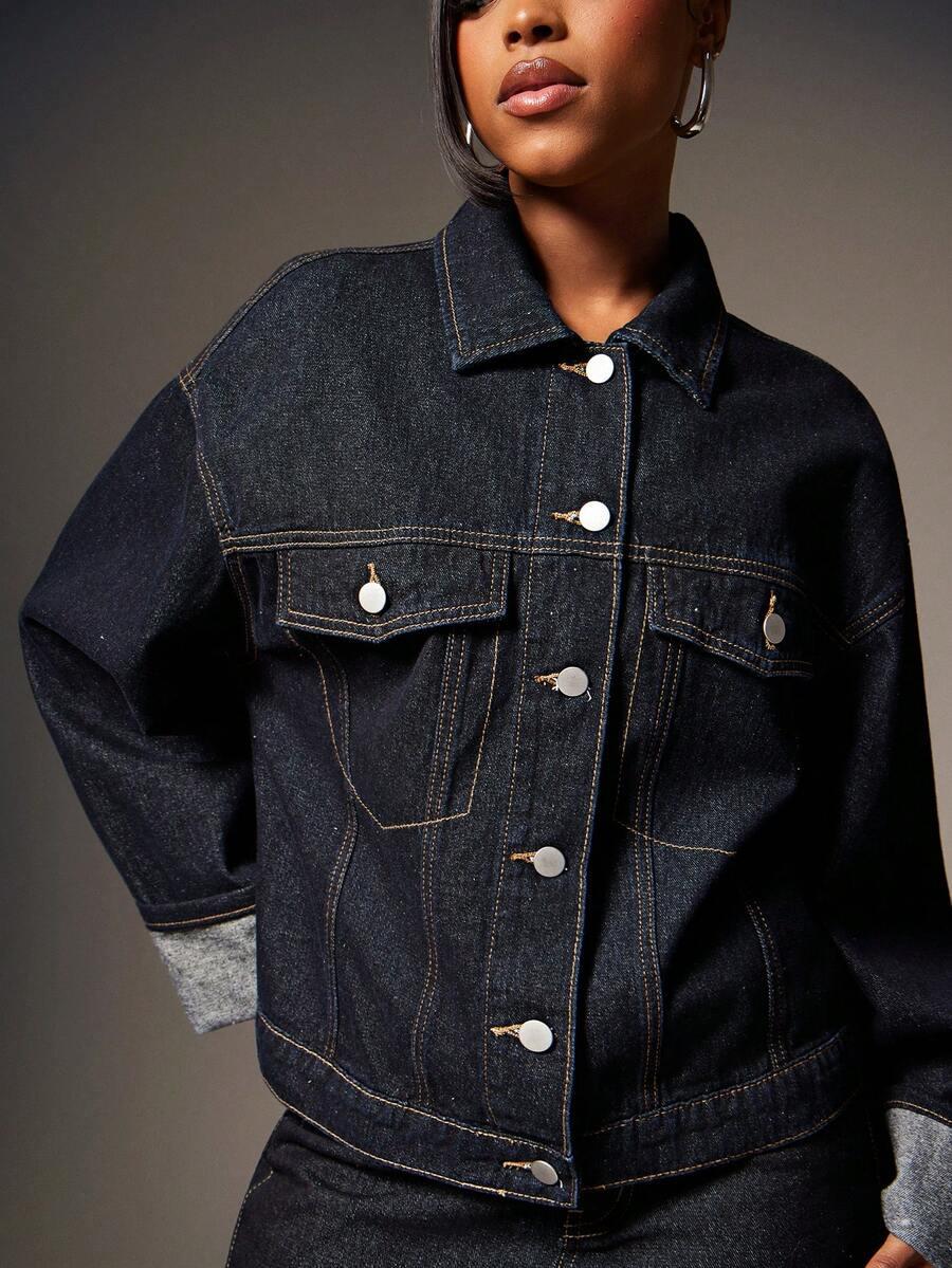 GRANATOWA KURTKA JEANS 